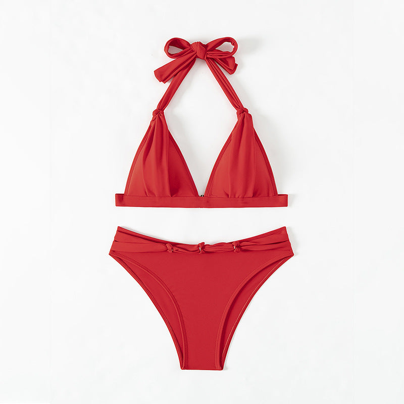 Scarlet Luxe Halterneck Bikini – Timeless Beach Elegance