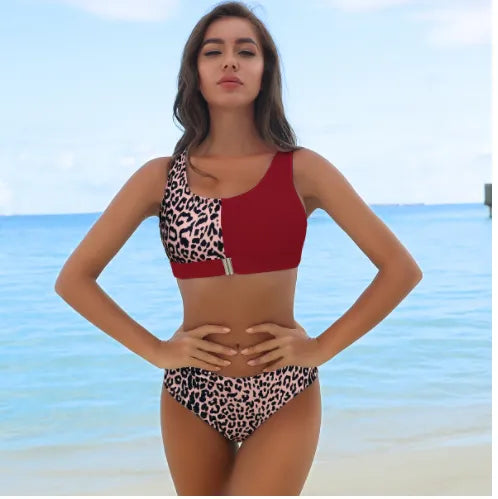 Asymmetrical Color-Block Bikini Set